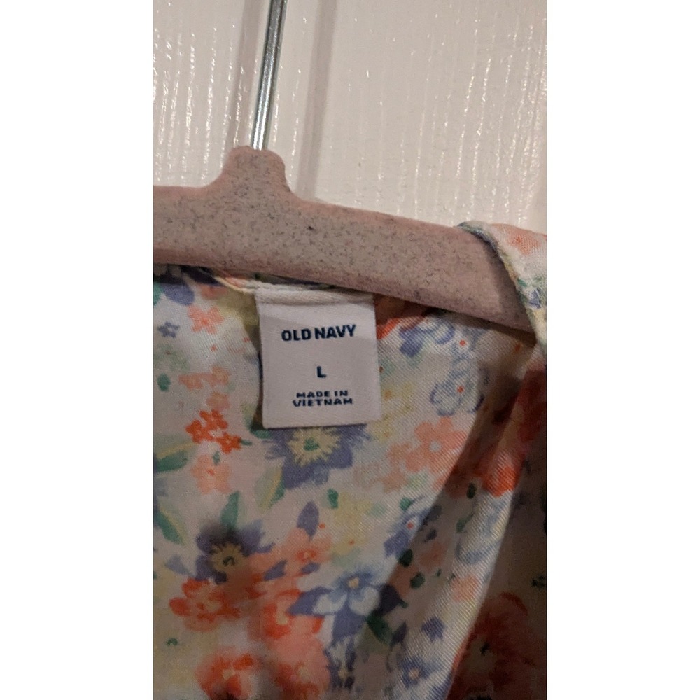 Old Navy Floral Wrap Top L Multi-Color Puff Sleeve Cottagecore Boho Top - Picture 5 of 10